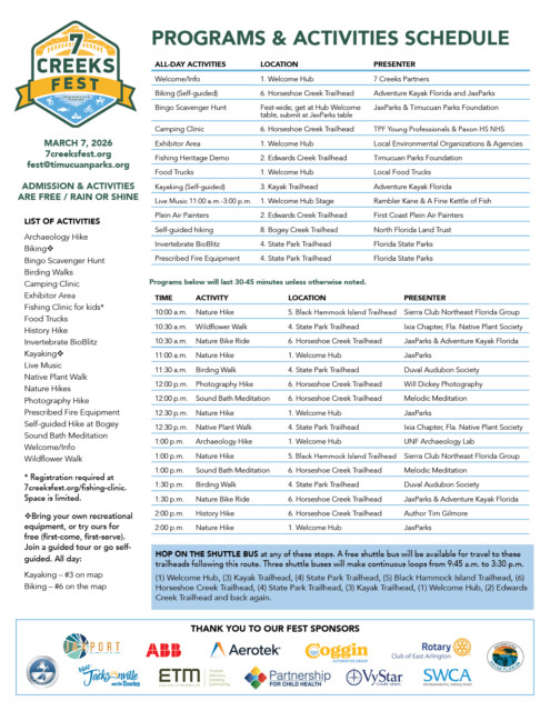 7 Creeks Fest 2026 program schedule