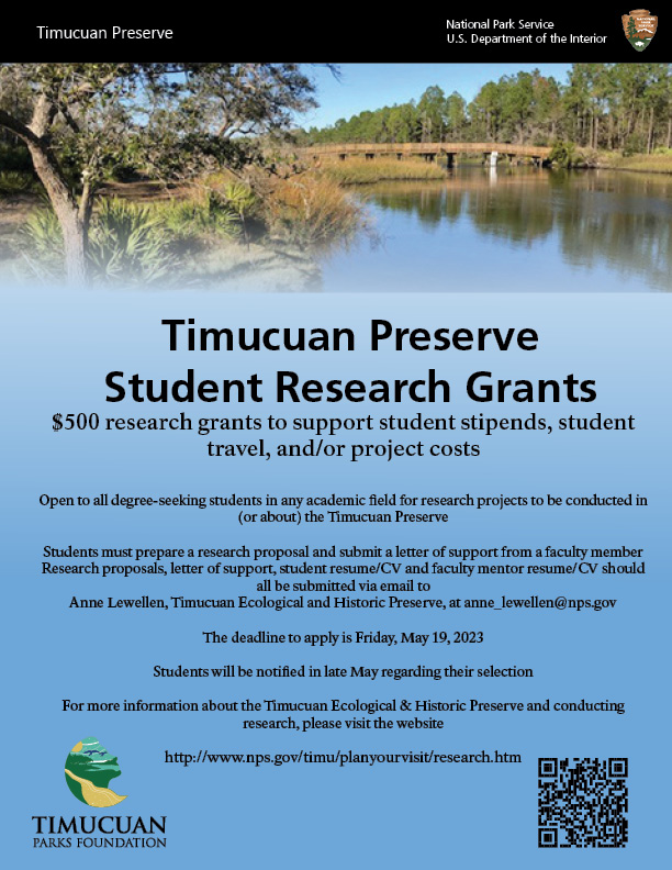 Timucuan Student Research Grant 2023 flyer